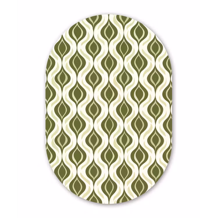 Patroon - Retro - Groen Wandcirkel Ovaal Forex klein 630 -3d
