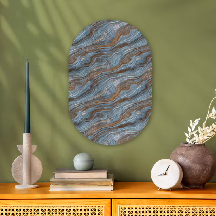 Patroon - Steen - Blauw Wandcirkel Ovaal Forex klein 630 -sfeer2