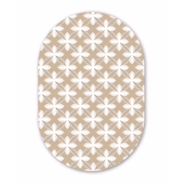 Patroon - Symmetrisch - Beige Wandcirkel Ovaal Forex klein 630 -3d