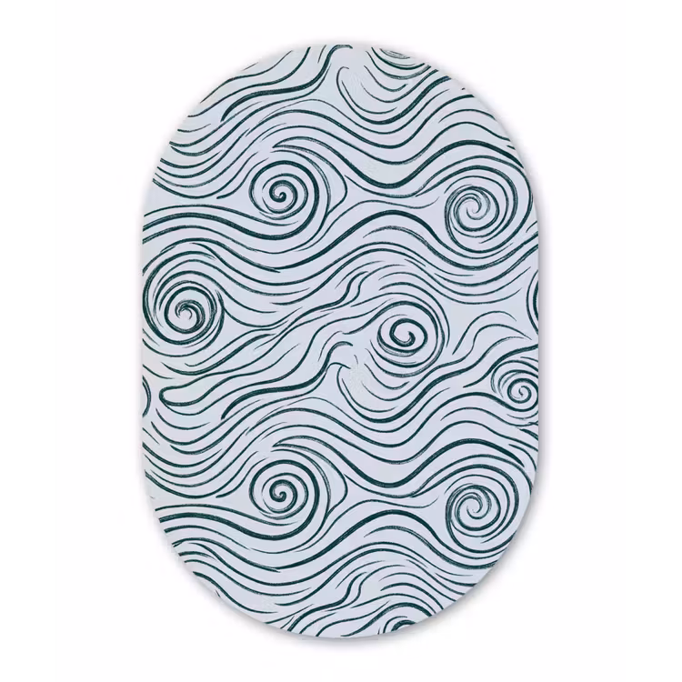 Patroon - Golven - Abstract - Modern - Blauw Wandcirkel Ovaal Forex klein -3d