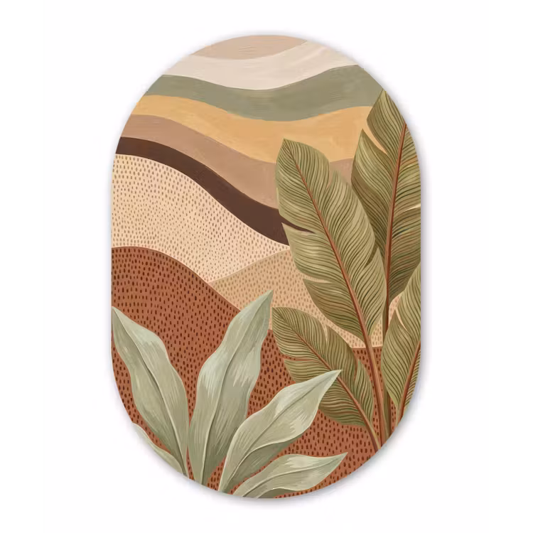 Natuur - Bladeren - Landschap - Abstract - Aardetinten Wandcirkel Ovaal Forex klein -3d