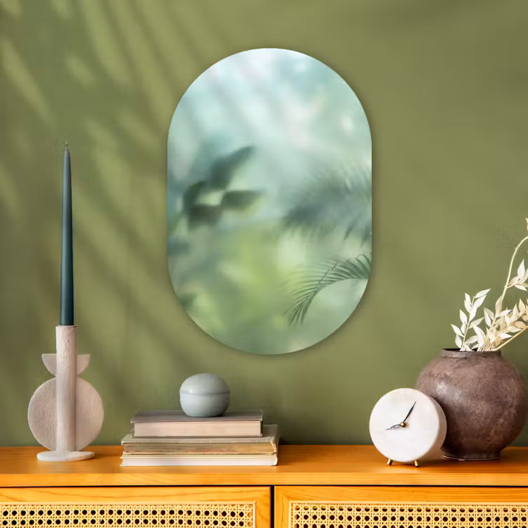 Natuur - Vervaagd - Groen - Abstract - Modern Wandcirkel Ovaal Forex klein -sfeer2