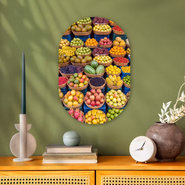 Forexbild Oval - Obst – Markt – Bunt - Fruit - Markt - Kleurrijk Wandcirkel Ovaal Forex klein