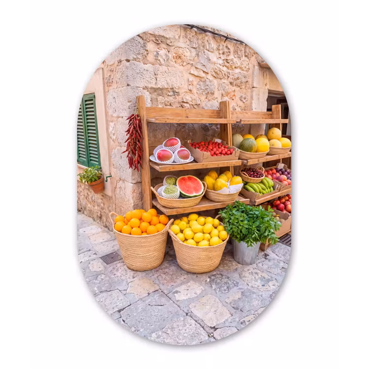 Forexbild Oval - Obst – Markt – Frisch - Fruit - Markt - Vers Wandcirkel Ovaal Forex klein