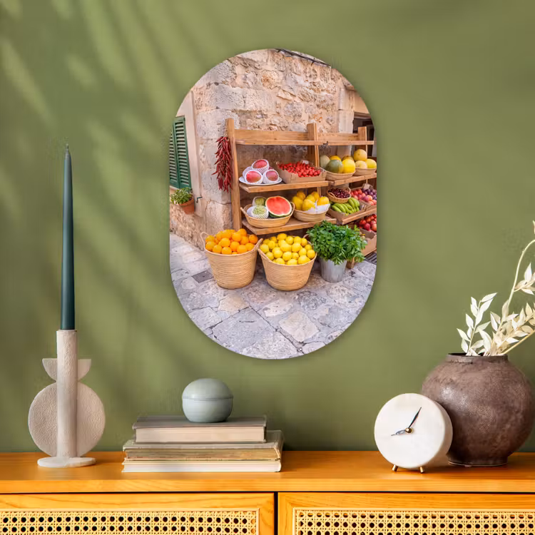 Forexbild Oval - Obst – Markt – Frisch - Fruit - Markt - Vers Wandcirkel Ovaal Forex klein