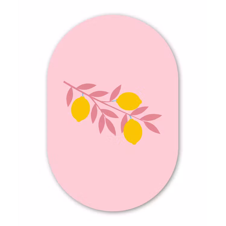 Fruit - Tak - Natuur - Abstract - Roze Wandcirkel Ovaal Forex klein -3d