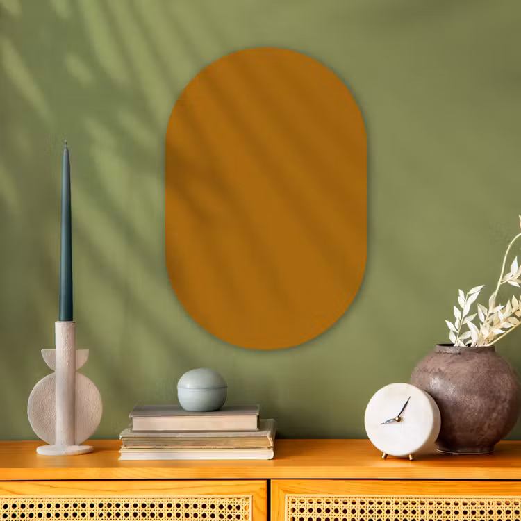 Ocre - Gold - Geel Wandcirkel Ovaal Forex klein 630 -sfeer2