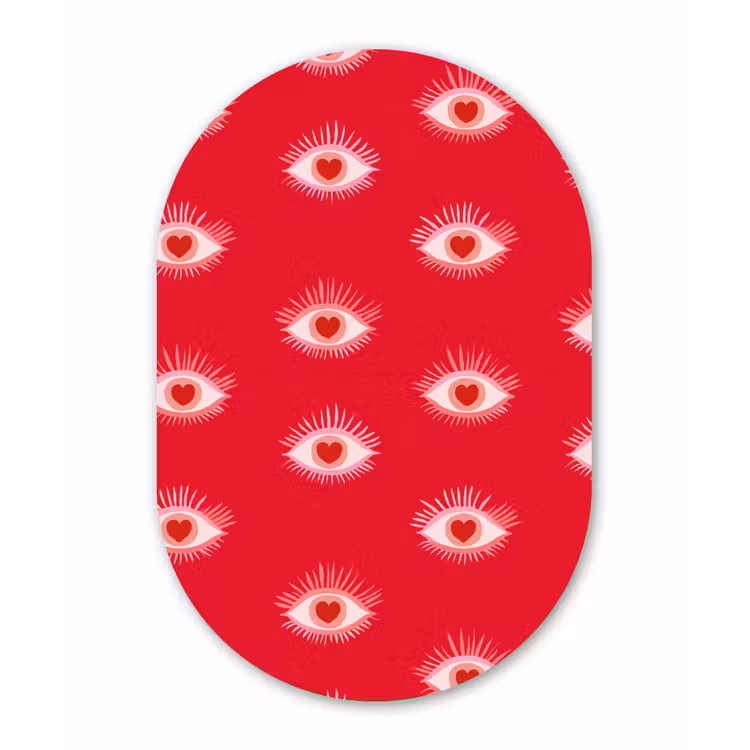 Ogen - Hart - Abstract - Rood - Roze Wandcirkel Ovaal Forex klein 630 -3d