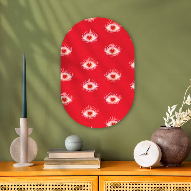 Ogen - Hart - Abstract - Rood - Roze Wandcirkel Ovaal Forex klein 630 -sfeer2