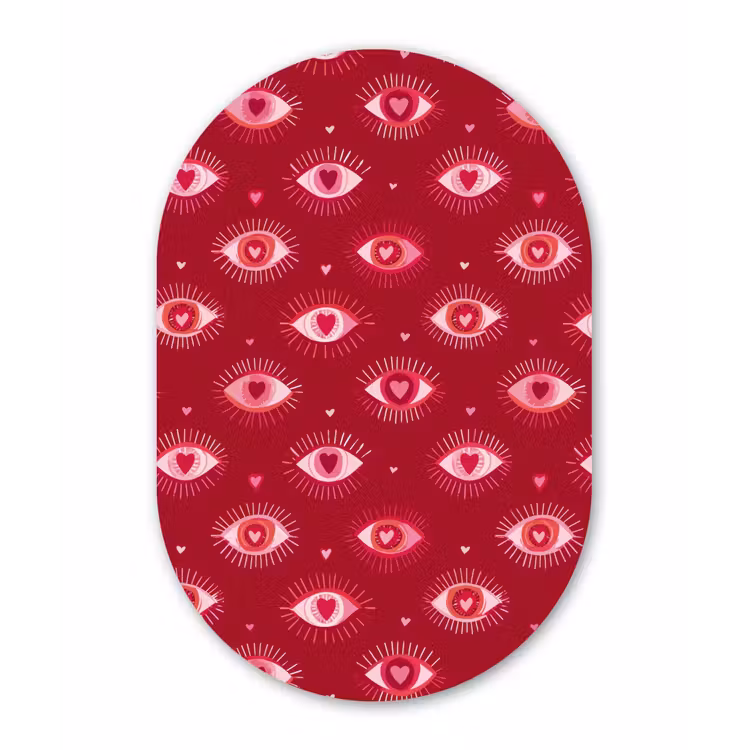 Ogen - Patroon - Roze - Donkerrood Wandcirkel Ovaal Forex klein 630 -3d