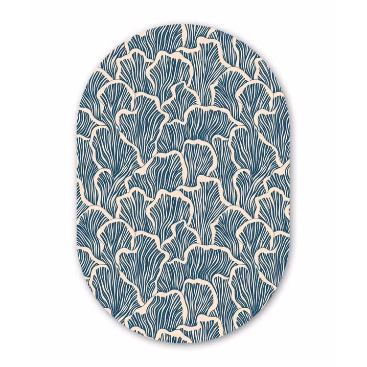 Organisch - Blauw - Crème - Schelpen Wandcirkel Ovaal Forex klein 630 -3d