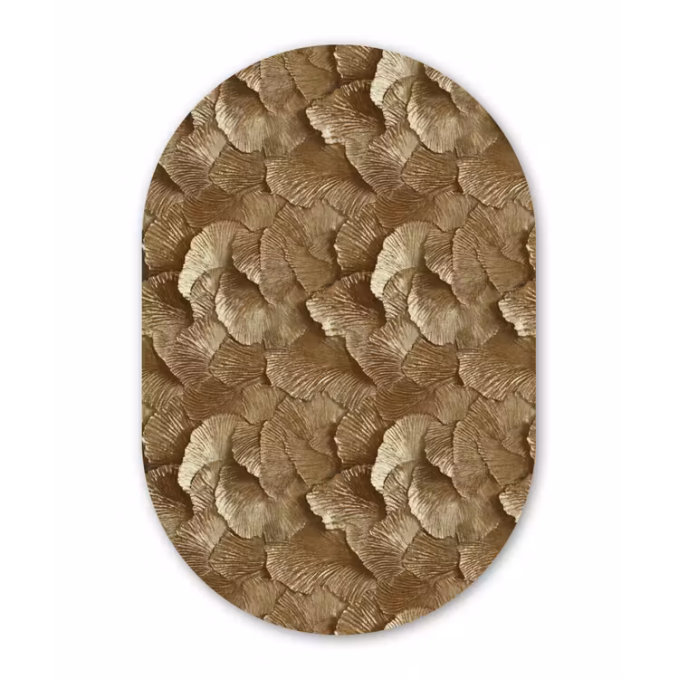 Organisch - Patroon - Bladeren - Goud Wandcirkel Ovaal Forex klein 630 -3d