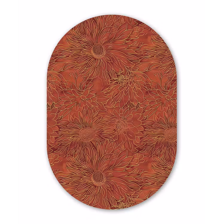 Oosters - Bloemen - Terracotta Wandcirkel Ovaal Forex klein 630 -3d