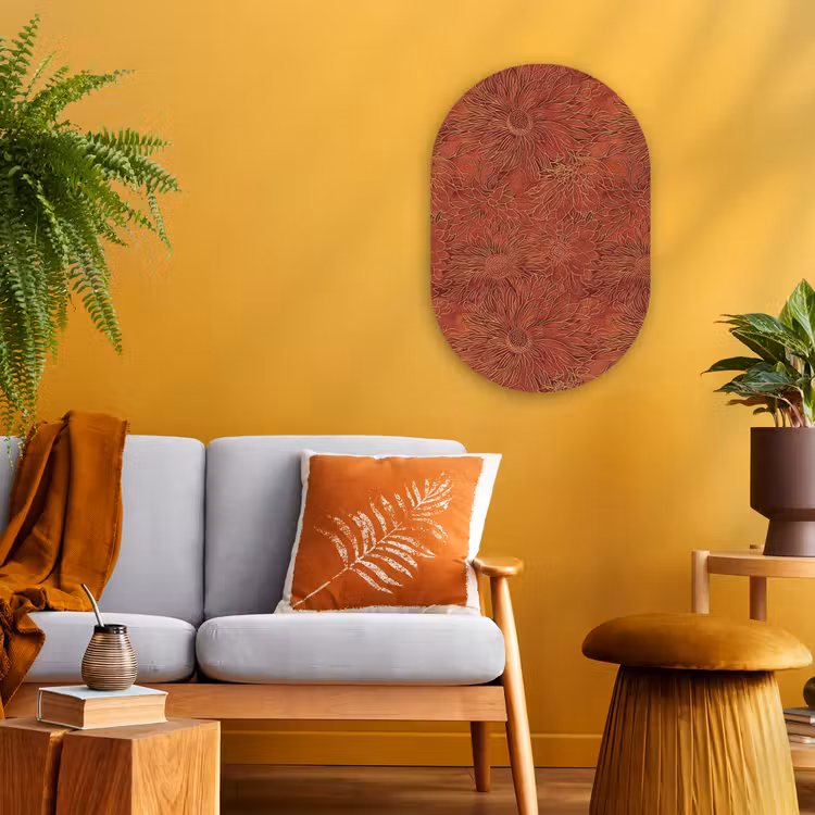 Oosters - Bloemen - Terracotta Wandcirkel Ovaal Forex klein 630 -sfeer4