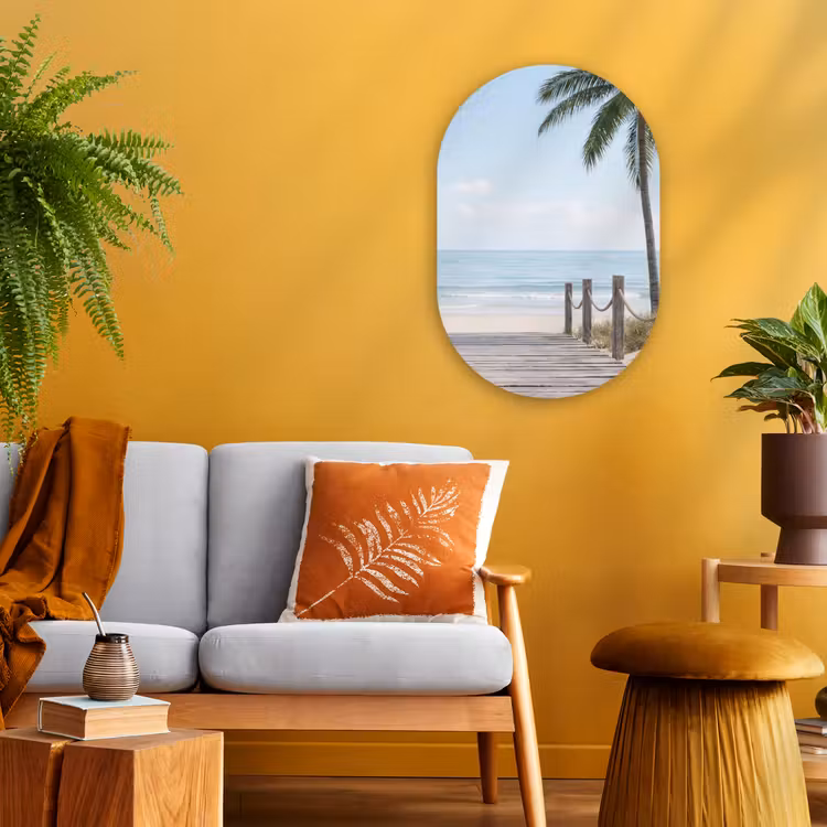 Palmbomen - Pad - Horizon Wandcirkel Ovaal Forex klein -sfeer4