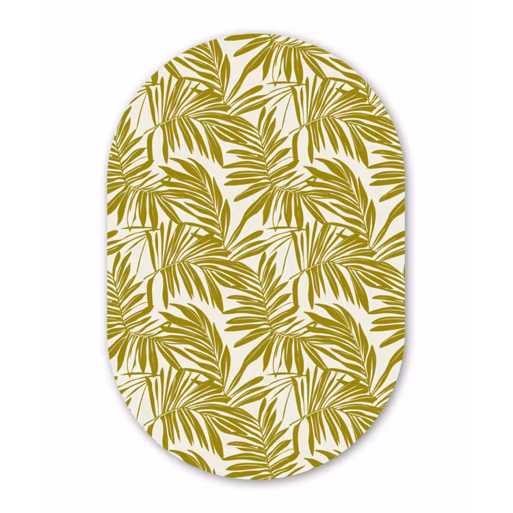 Palmblad - Patroon - Groen Wandcirkel Ovaal Forex klein 630 -3d