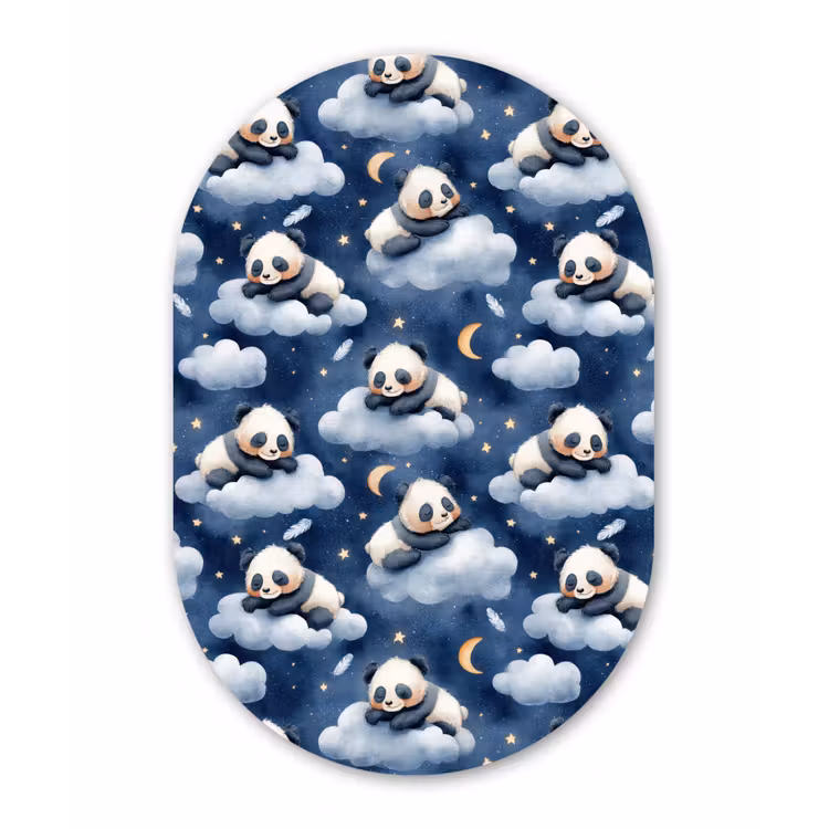Panda's - Slapen - Blauw Wandcirkel Ovaal Forex klein 630 -3d