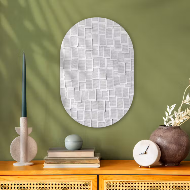 Papier - Overlappend - Textuur - Modern - Wit Wandcirkel Ovaal Forex klein -sfeer2