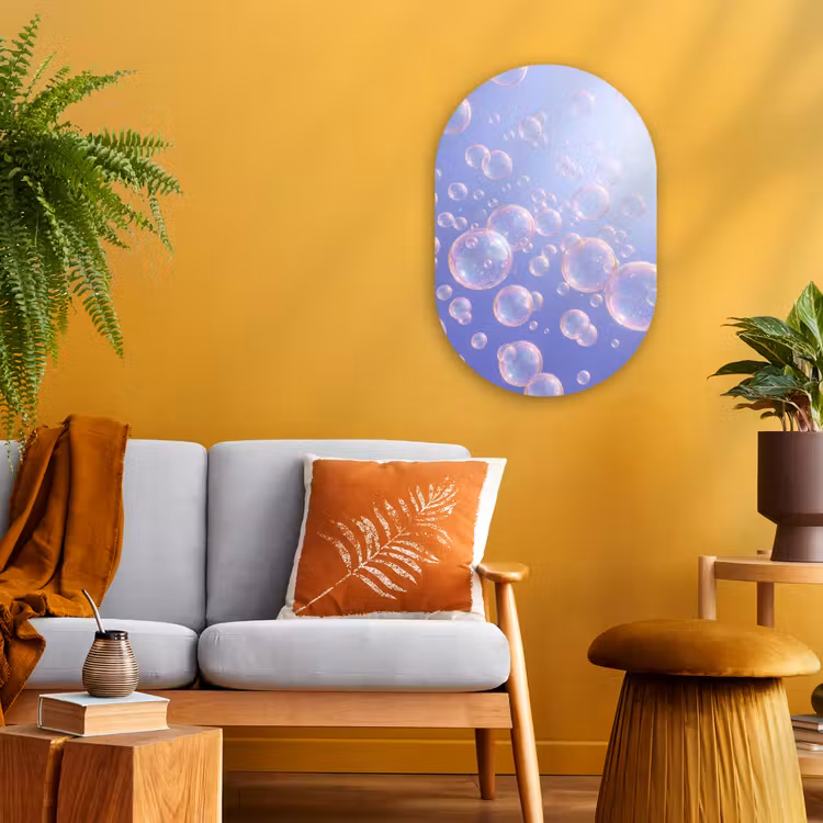 Pastel - Bubbels - Dromerig Wandcirkel Ovaal Forex klein -sfeer4