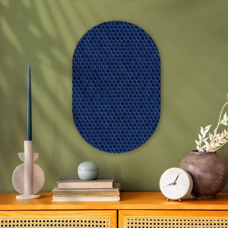 Penny - Mozaïek - Donkerblauw Wandcirkel Ovaal Forex klein 630 -sfeer2