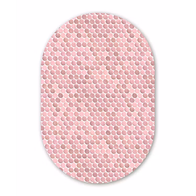 Penny - Mozaïek - Lichtroze Wandcirkel Ovaal Forex klein 630 -3d