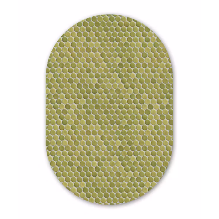 Penny - Mozaïek - Olijfgroen Wandcirkel Ovaal Forex klein 630 -3d