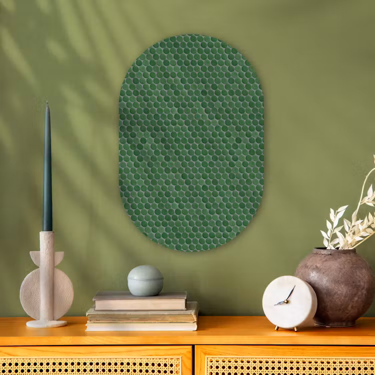 Penny - Mozaïek - Bosgroen - Green Wandcirkel Ovaal Forex klein 630 -sfeer2