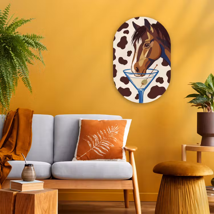 Paard - Martini - Dieren - Abstract - Bruin Wandcirkel Ovaal Forex klein -sfeer4