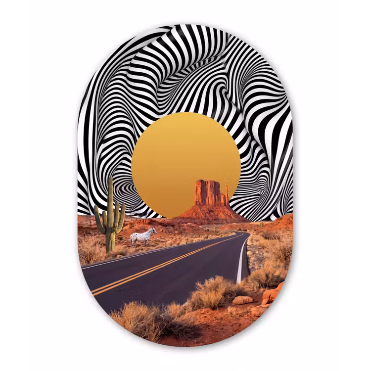 Forexbild Oval - Pferd – Wüste – Natur - Paard - Woestijn - Natuur Wandcirkel Ovaal Forex klein
