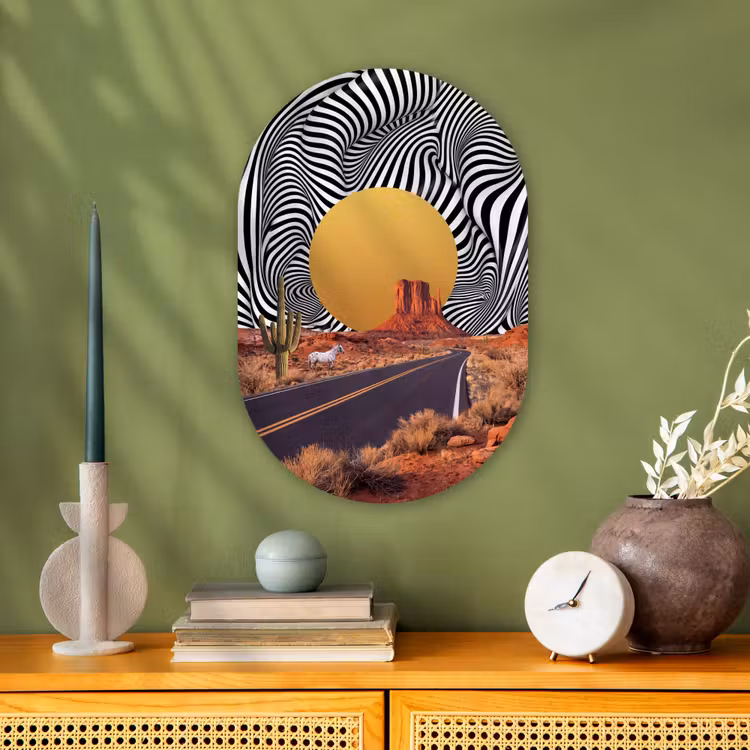 Forexbild Oval - Pferd – Wüste – Natur - Paard - Woestijn - Natuur Wandcirkel Ovaal Forex klein