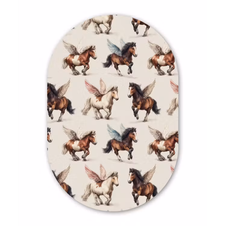 Paarden - Vleugels - Kleurrijk Wandcirkel Ovaal Forex klein 630 -3d