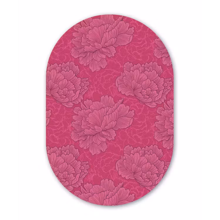 Pioenrozen - Energiek - Roze Wandcirkel Ovaal Forex klein 630 -3d
