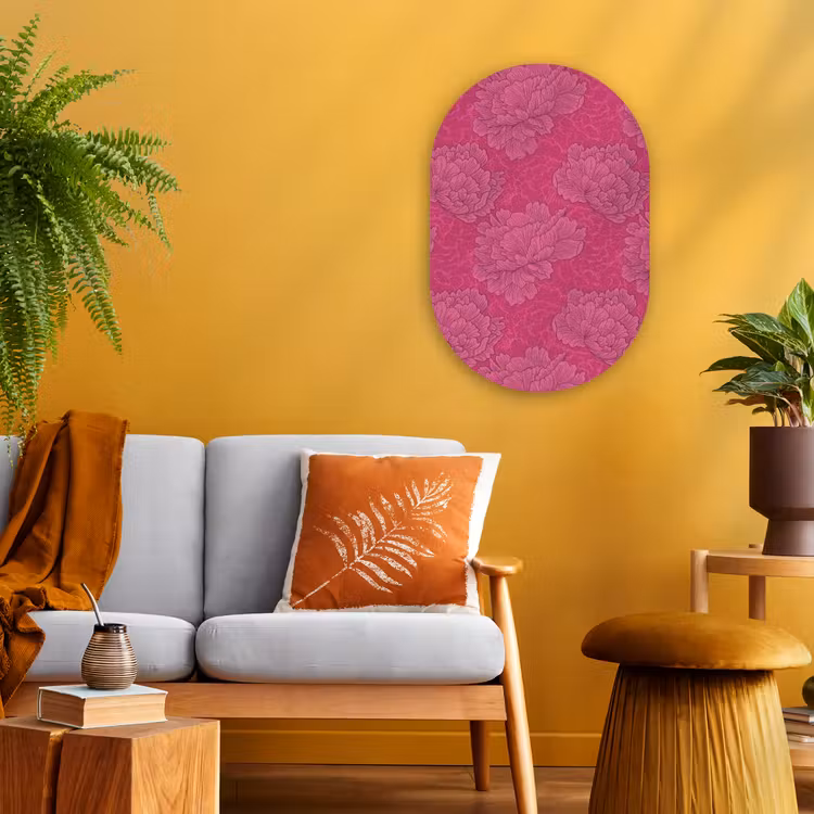 Pioenrozen - Energiek - Roze Wandcirkel Ovaal Forex klein 630 -sfeer4