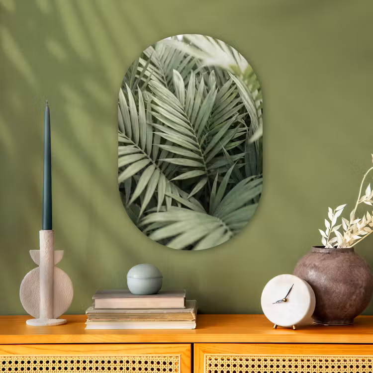 Plant - Palmbladeren - Natuur - Groen Wandcirkel Ovaal Forex klein -sfeer2