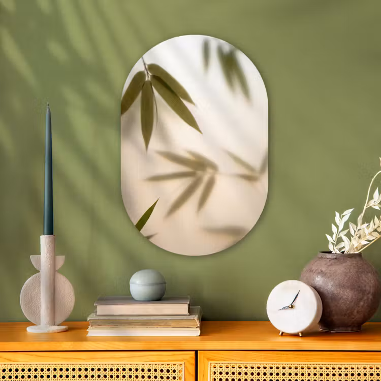 Planten - Bladeren - Natuur - Groen Wandcirkel Ovaal Forex klein -sfeer2