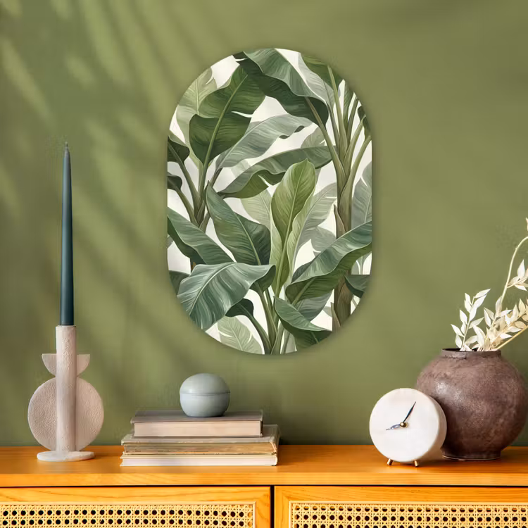 Planten - Bladeren - Tropisch - Groen Wandcirkel Ovaal Forex klein -sfeer2