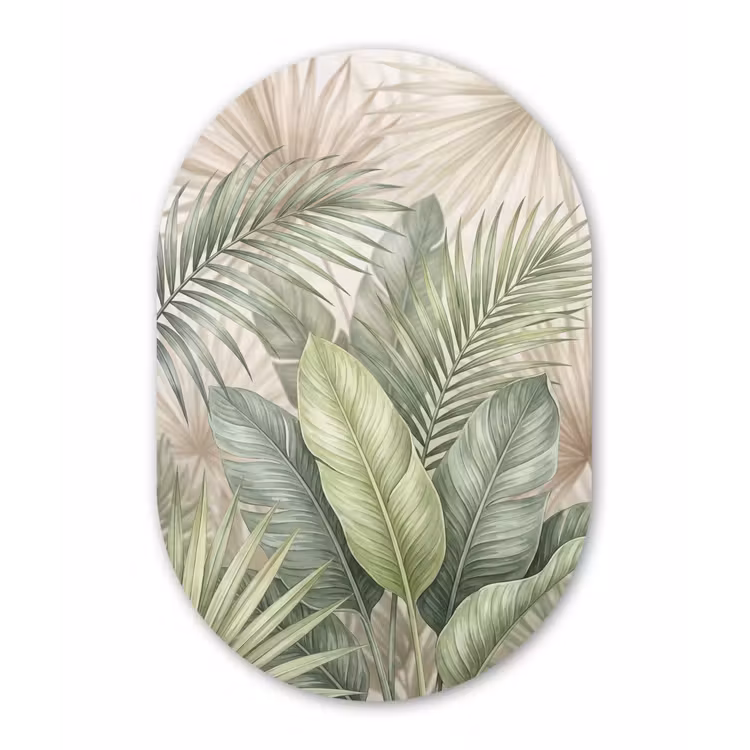 Planten - Tropisch - Bladeren - Groen - Natuur Wandcirkel Ovaal Forex klein -3d
