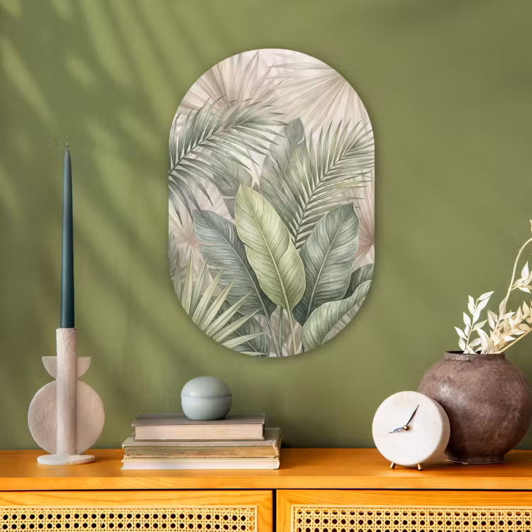 Planten - Tropisch - Bladeren - Groen - Natuur Wandcirkel Ovaal Forex klein -sfeer2