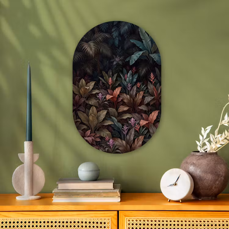 Planten - Tropisch - Jungle - Donker - Natuur Wandcirkel Ovaal Forex klein -sfeer2