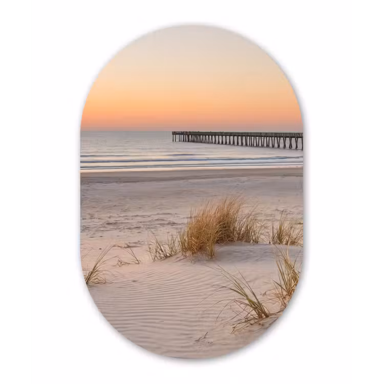 Pier - Zonsondergang - Strand Wandcirkel Ovaal Forex klein -3d