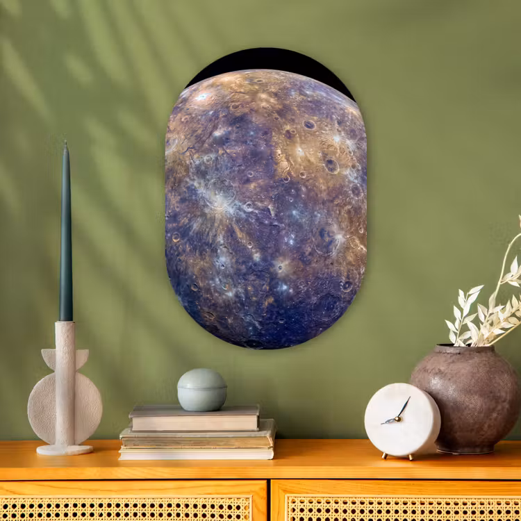 Forexbild Oval - Planet – Krater – Weltraum - Planeet - Kraters - Ruimte Wandcirkel Ovaal Forex klein