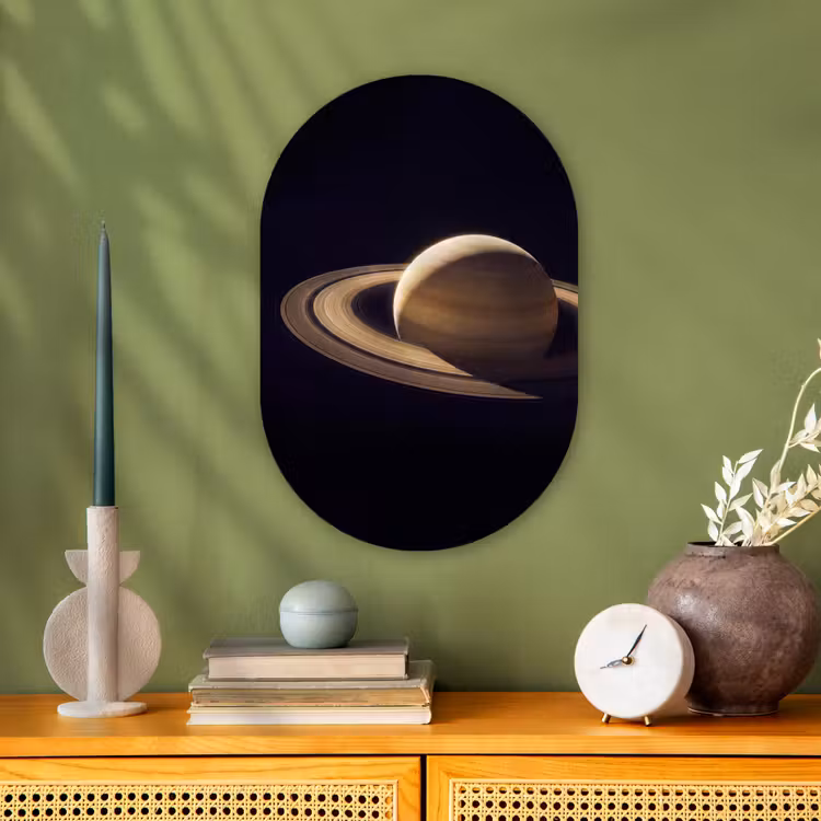 Forexbild Oval - Planet – Ringe – Weltraum - Planeet - Ringen - Ruimte Wandcirkel Ovaal Forex klein