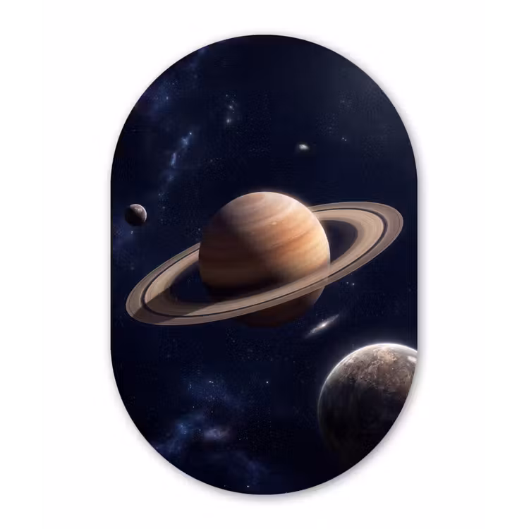 Planeten - Saturnus - Ruimte Wandcirkel Ovaal Forex klein -3d