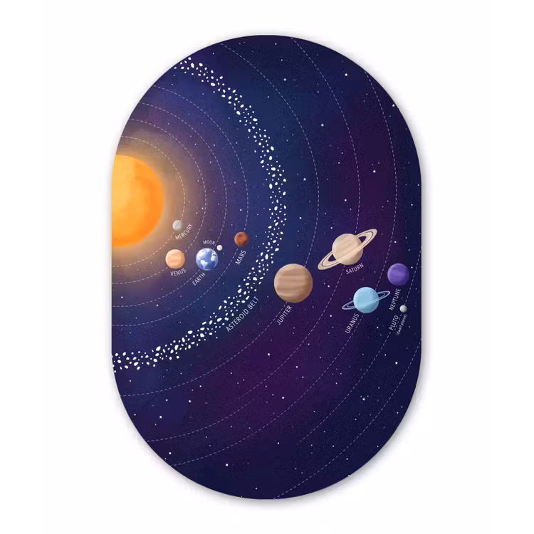 Planetenstelsel - Ruimte - Illustratie Wandcirkel Ovaal Forex klein -3d