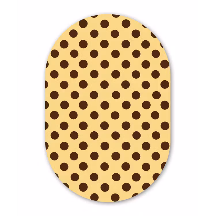 Polka Dot - Stippen - Retro - Geel - Bruin Wandcirkel Ovaal Forex klein 630 -3d