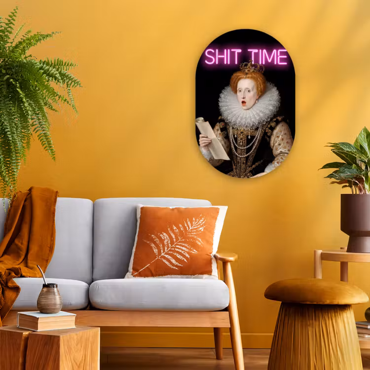 Portret - Humor - Neon Wandcirkel Ovaal Forex klein -sfeer4