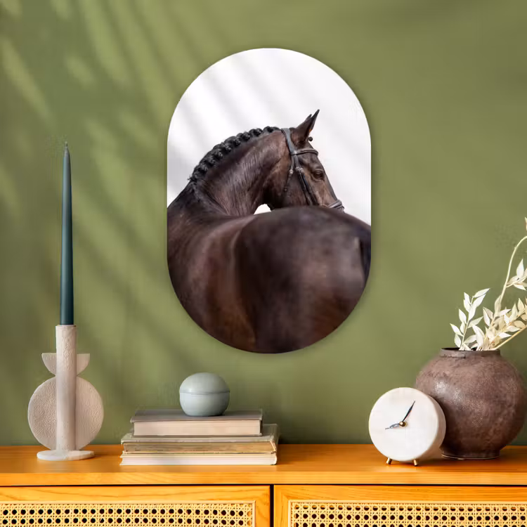 Portret - Paard - Elegant Wandcirkel Ovaal Forex klein -sfeer2