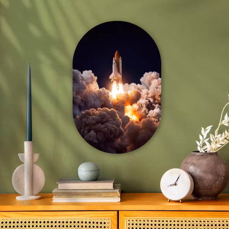Forexbild Oval - Raumfahrzeug – Start – Sterne - Ruimtevaartuig - Lancering - Sterren Wandcirkel Ovaal Forex klein