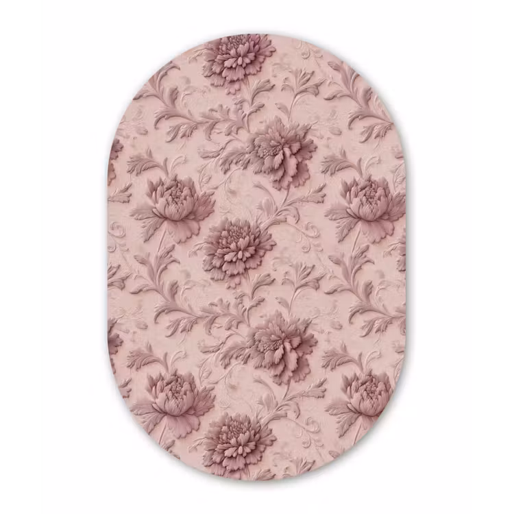 Reliëf - Pioenrozen - Roze Wandcirkel Ovaal Forex klein 630 -3d