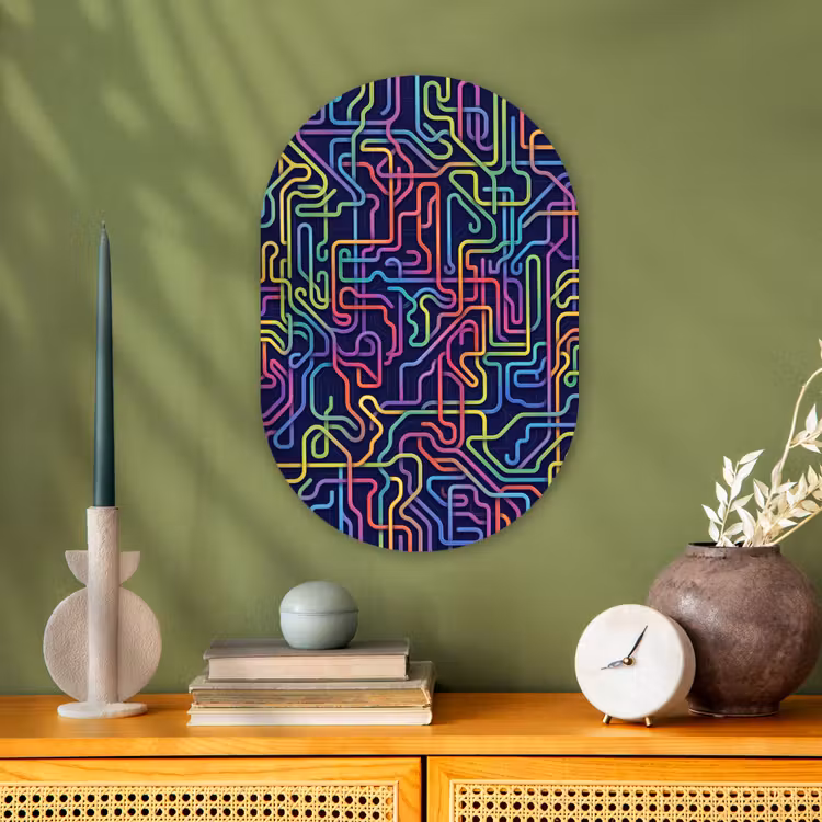 Retro - Abstract - Neon Wandcirkel Ovaal Forex klein -sfeer2